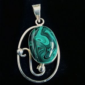 Malachite sterling silver pendant